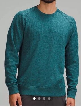 Lululemon Engineered Warmth LS Green Waffle Knit Crewneck Pullover Outdoor